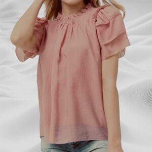 Hunter Bell Blair Top‎ Dusty Rose Size Medium Ruffle Tier